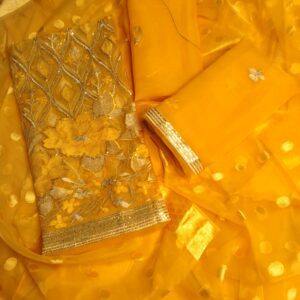 Mustard Organza Embroidered 3pcs