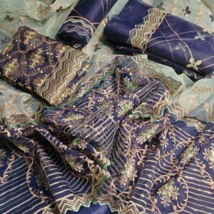 Royal Blue SG Organza Embroidered 3pcs