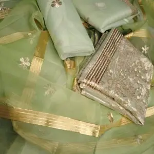 Pistachio Organza Embroidered 3pcs