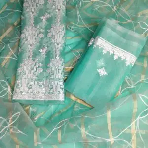 Sea Green Organza Embroidered 3pcs