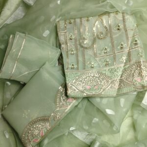 Pistachio Organza Embroidered 3pcs