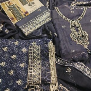Mushq Navy Blue Lawn Embroidered 3Pcs