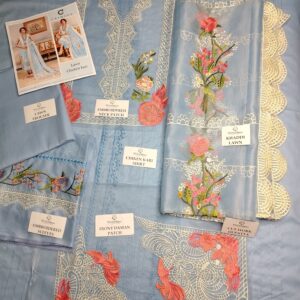 Crimson Sky Blue Chiken Kari Lawn 3Pcs