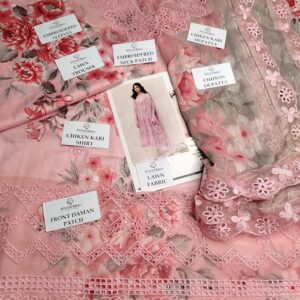 Iznik Pink Printed Chikan Kari Lawn 3Pcs
