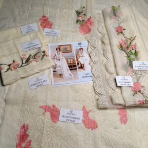 Crimson Off White Chiken Kari Lawn 3Pcs