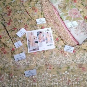 Iznik Cream Printed Chikan Kari Lawn 3Pcs