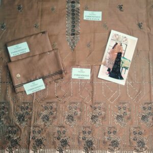 Golden Brown Heavily Embroiderd Lawn 3Pcs