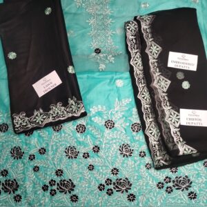 Firozi Heavily Embroiderd Lawn 3Pcs