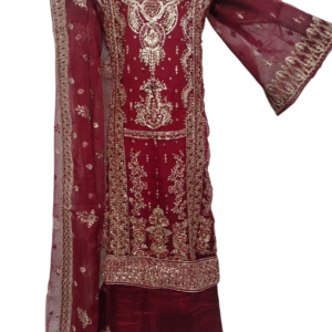 Maria.B Mehroon Organza 3pcs