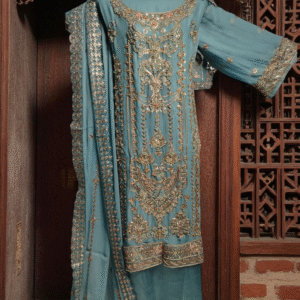 Yatashi Aqua Blue Chiffon 3pcs