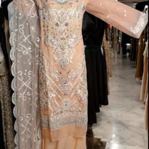Emaan Adeel Peach Organza 3Pcs