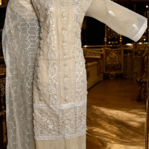 Bareeze Desert Sand Organza Hand Work 3Pcs